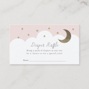 Stars Moon & Clouds Pink Diaper Raffle Ticket Encl Enclosure Card