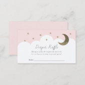 Stars Moon & Clouds Pink Diaper Raffle Ticket Enclosure Card (Front/Back)