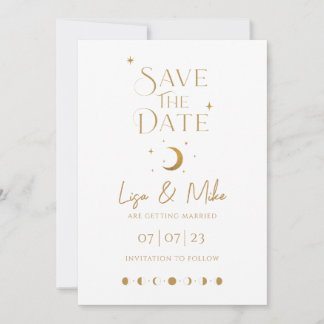 Stars & Moon Minimal Celestial Save the Date Invitation