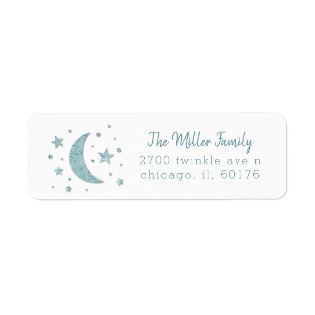 Stars Moon Mint Baby Shower Return Address Label (Front)