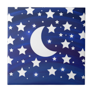 Stars, moon, night sky  ceramic tile