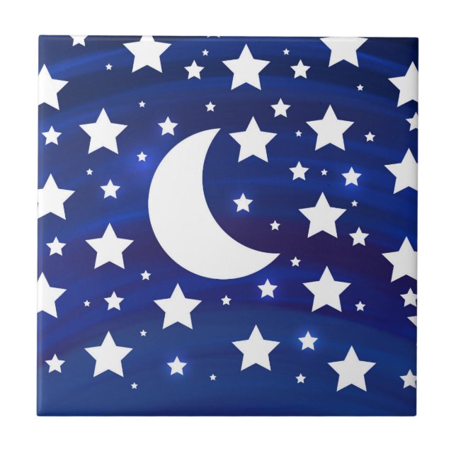 Stars, moon, night sky  ceramic tile (Front)