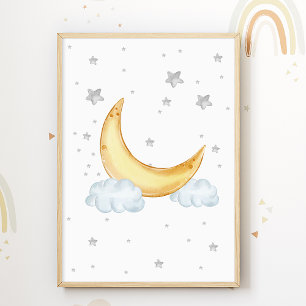Stars Moon Nursery Poster Kids Room Print