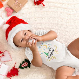 Stars, Moon, Snowflakes, and Merry Christmas Baby Bodysuit