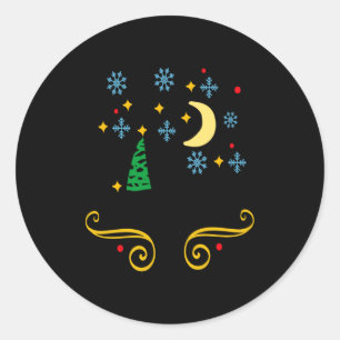 Stars Moon Snowflakes And Merry Christmas Kids  Classic Round Sticker