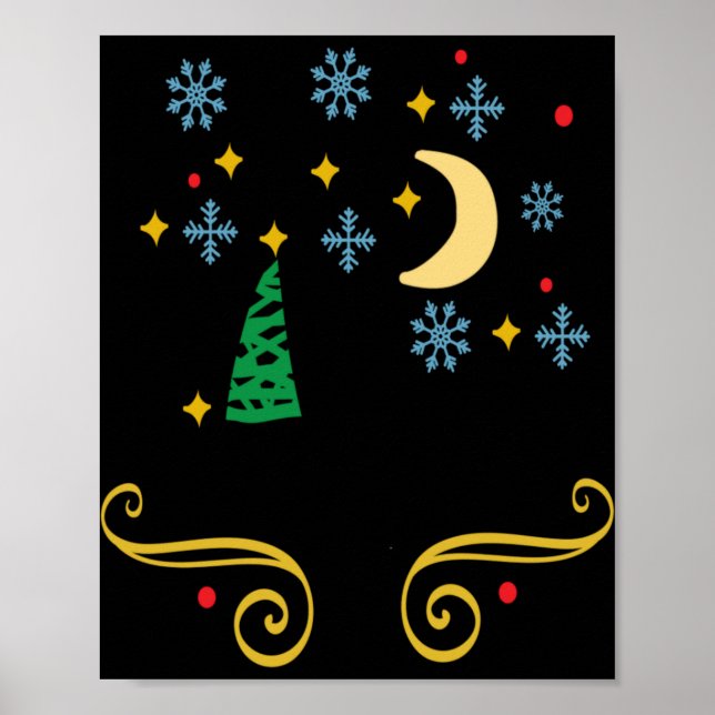 Stars Moon Snowflakes And Merry Christmas Kids T S Poster (Front)