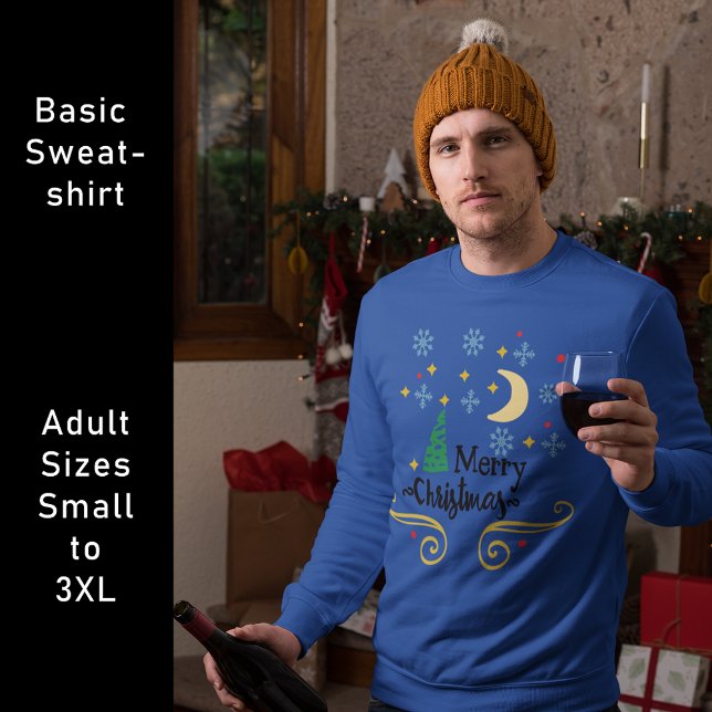 Stars, Moon, Snowflakes, and Merry Christmas Sweatshirt (Stars, Moon, Snowflakes, and Merry Christmas Sweatshirt)