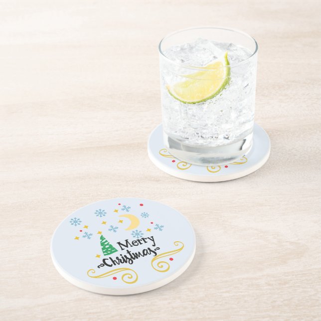 Stars, Moon, Snowflakes, and Merry Christmas, ZSSG Coaster (Side)