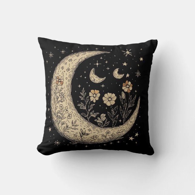 Stars Moons Boho style Cushion (Front)