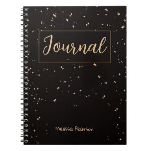 Stars Night Black Spiral Photo Notebook