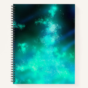 Stars Night Sky Midnight Emerald Green Milky Way  Notebook