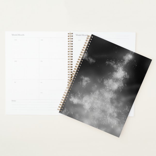 Stars Night Sky Midnight gray monochrome Milky Way Planner (Display)
