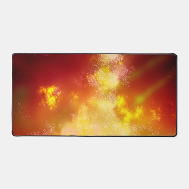 Stars Night Sky Midnight Milky Way Orange Desk Mat (Front)