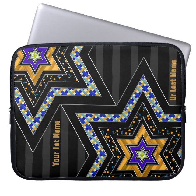 STARS of David and Stripes v1 (Personalised) Laptop Sleeve (Front)
