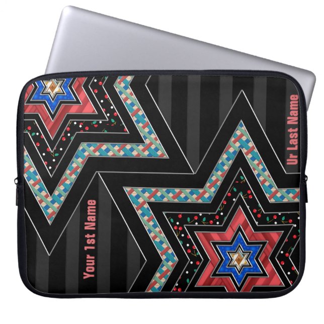STARS of David and Stripes v2 (Personalised) Laptop Sleeve (Front)