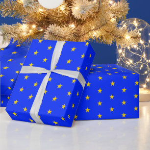 Stars of Excellence, Gold & Blue Elegant & Bright Wrapping Paper