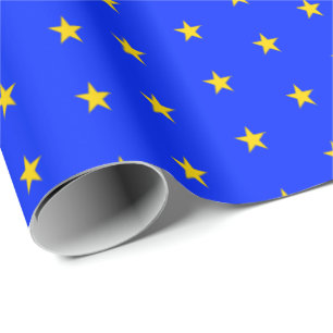 Stars of Excellence in Gold and Blue Wrapping Paper