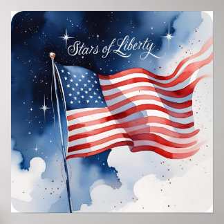 Stars of Liberty Minimalist Flag Poster Download