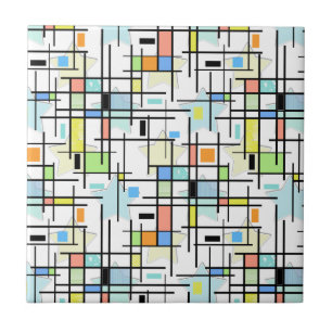 Stars on a chequered background.  ceramic tile