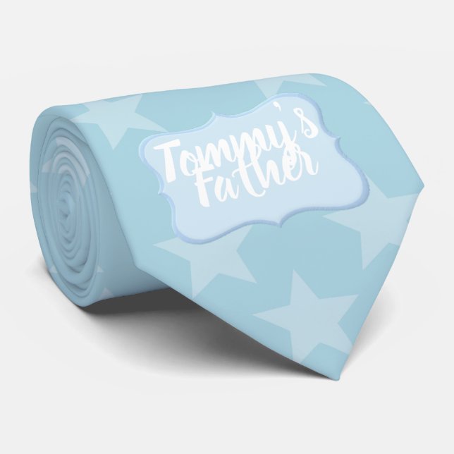 Stars on Blue for New Dad of a Boy Tie (Rolled)