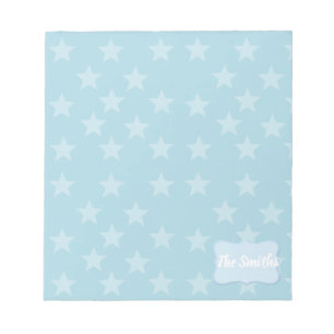 Stars on Blue Monogram or Name Custom Notepad