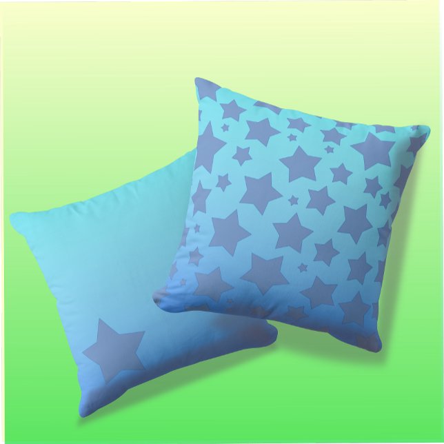 Stars on Blue & Turquoise Ombre Background Cushion (Creator Uploaded)