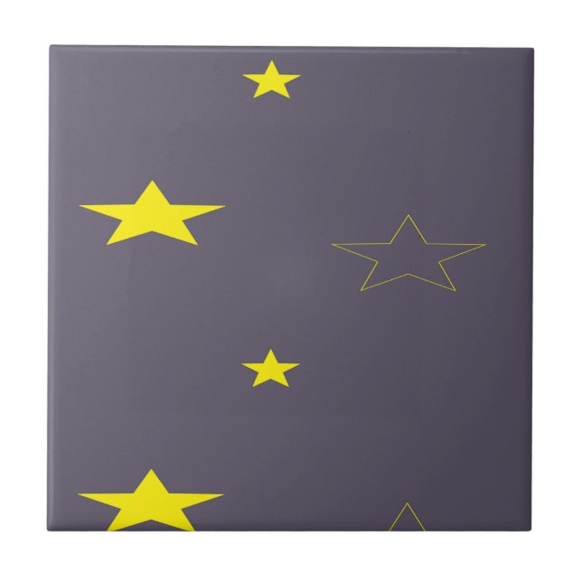 Stars on charcoal colour ceramic tile (Front)