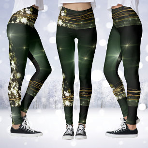Stars on Christmas Tree Night Dark Sky Leggings