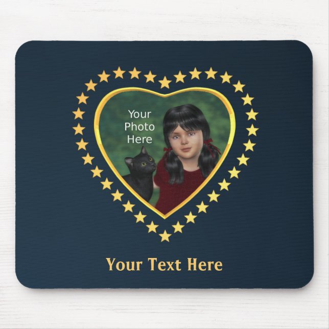 Stars on Midnight Blue: Add Own Photo Mouse Pad (Front)