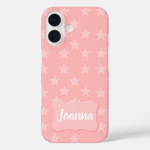 Stars on Pink Monogram or Name Custom iPhone 16 Case