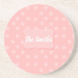Stars on Pink Monogram or Name Custom Coaster