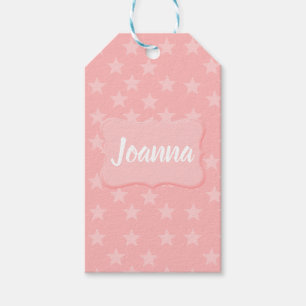 Stars on Pink Monogram or Name Custom Gift Tags