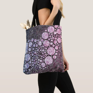 Stars orbs and circles abstract design tote bag