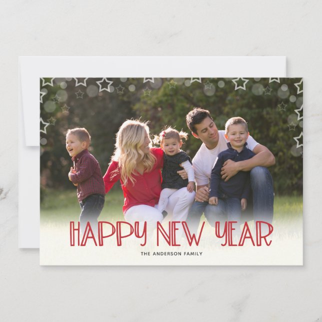Stars Overlay | 2 Photo New Years Holiday Card (Front)