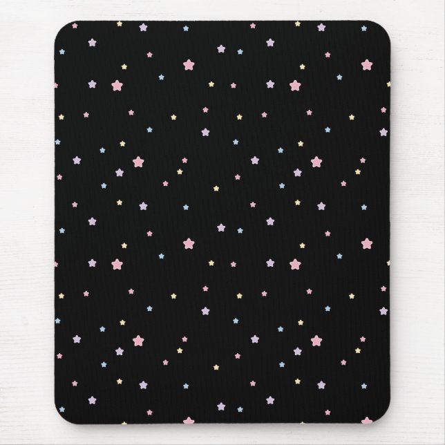 Stars Pattern Black and Pastel Colours  Mouse Pad (Front)