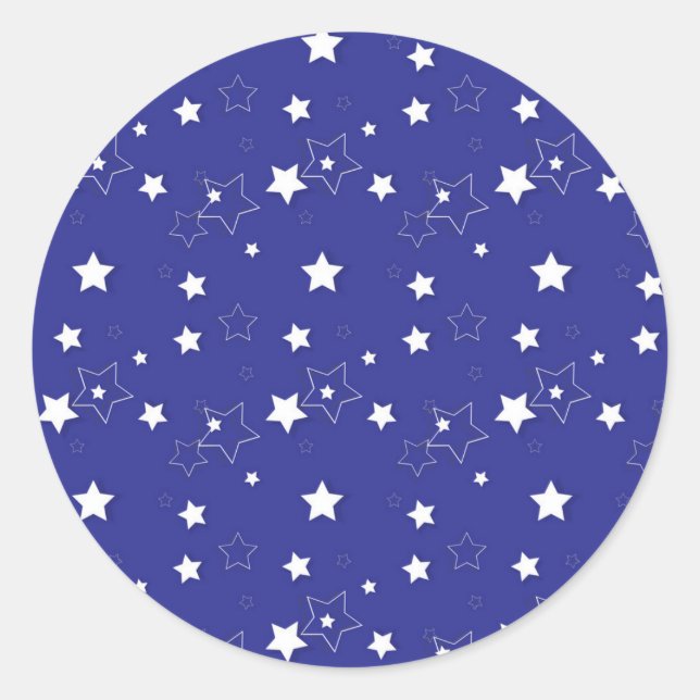 Stars pattern classic round sticker (Front)