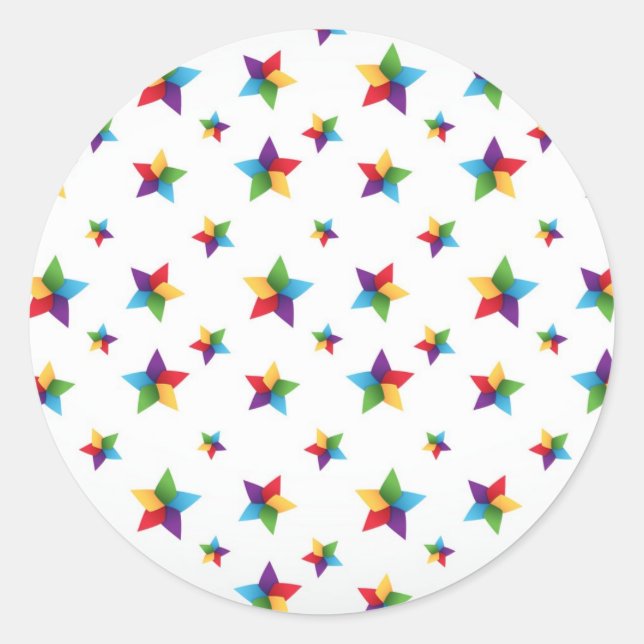Stars pattern classic round sticker (Front)