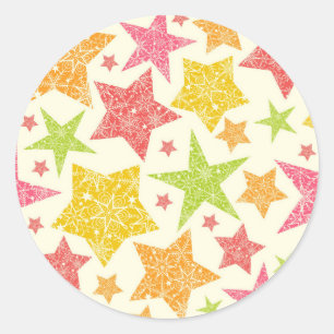 Stars pattern classic round sticker