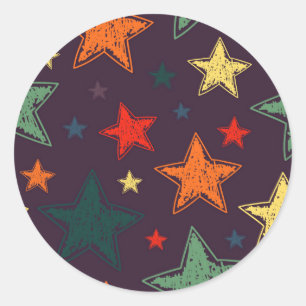 Stars pattern classic round sticker