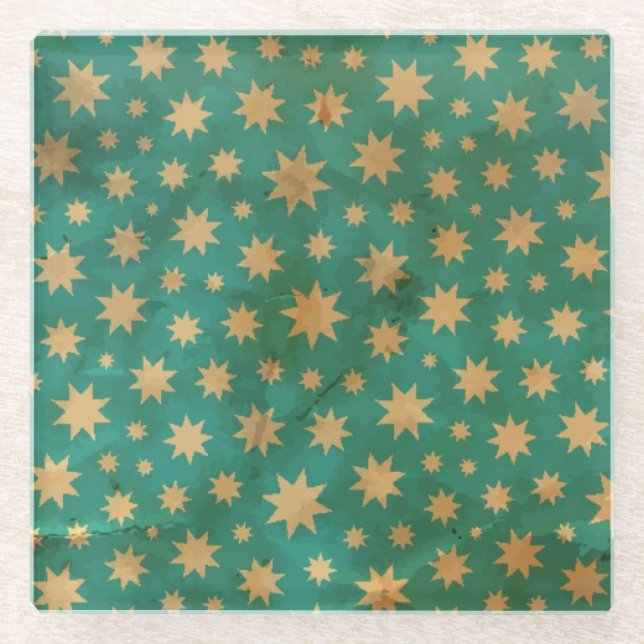 Stars pattern glass coaster (Front)