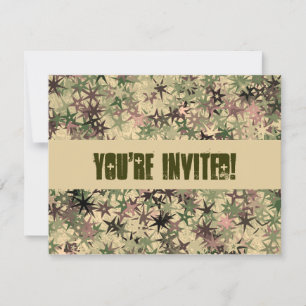 Stars Pattern in Camo Colours - Birthday Party Invitation