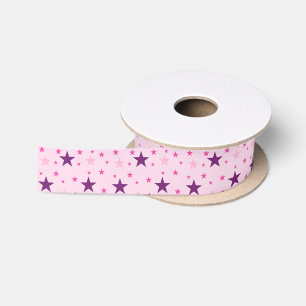 Stars pattern Pink Satin Ribbon