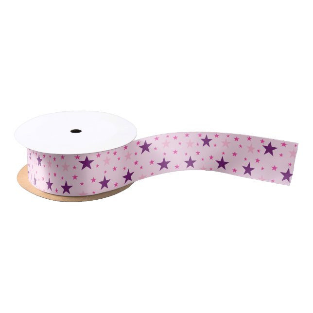 Stars pattern Pink Satin Ribbon (Spool)
