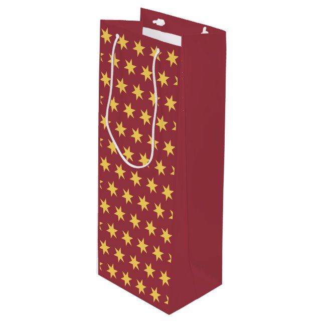 Stars Pattern Trending Colours Maroon Gold Wine Gift Bag (Front Angled)