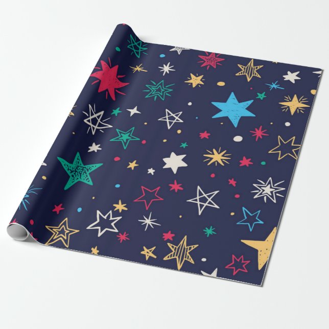 Stars pattern wrapping paper (Unrolled)