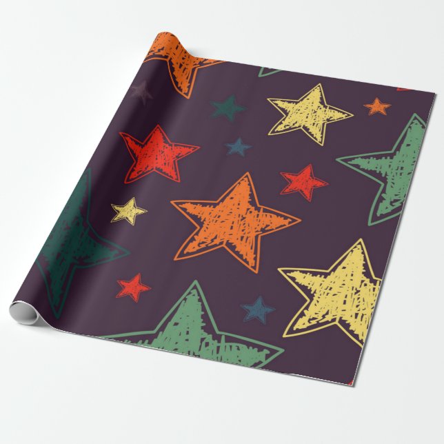 Stars pattern wrapping paper (Unrolled)