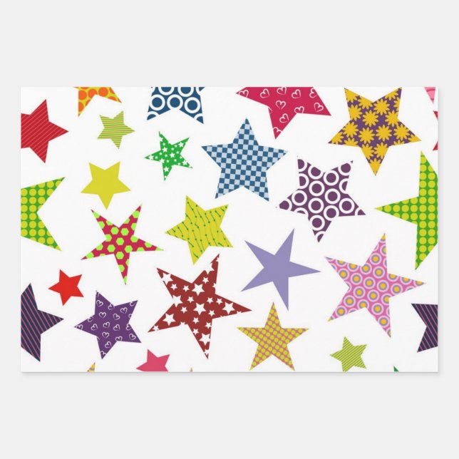 Stars pattern wrapping paper sheet (Front)