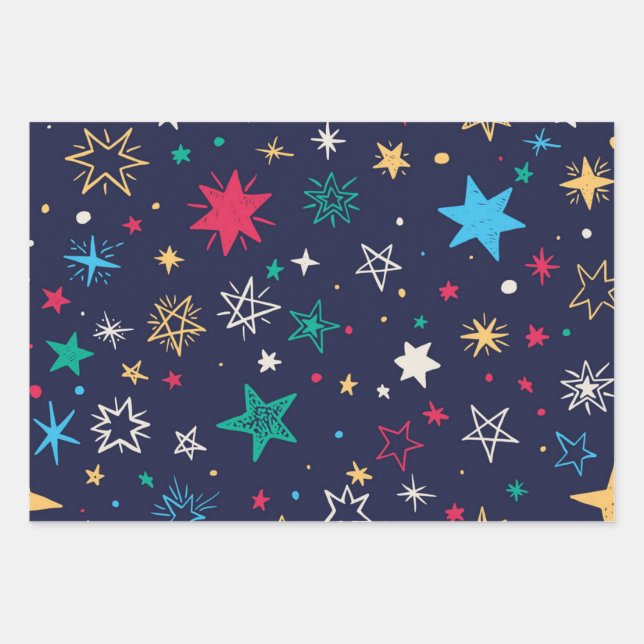 Stars pattern wrapping paper sheet (Front)