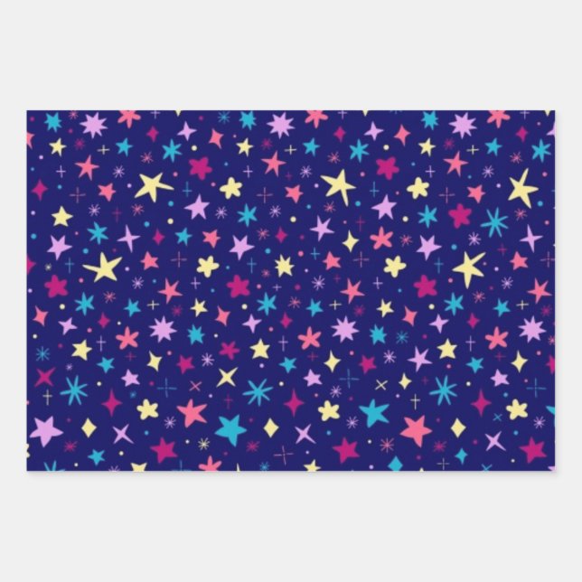 Stars pattern wrapping paper sheet (Front)
