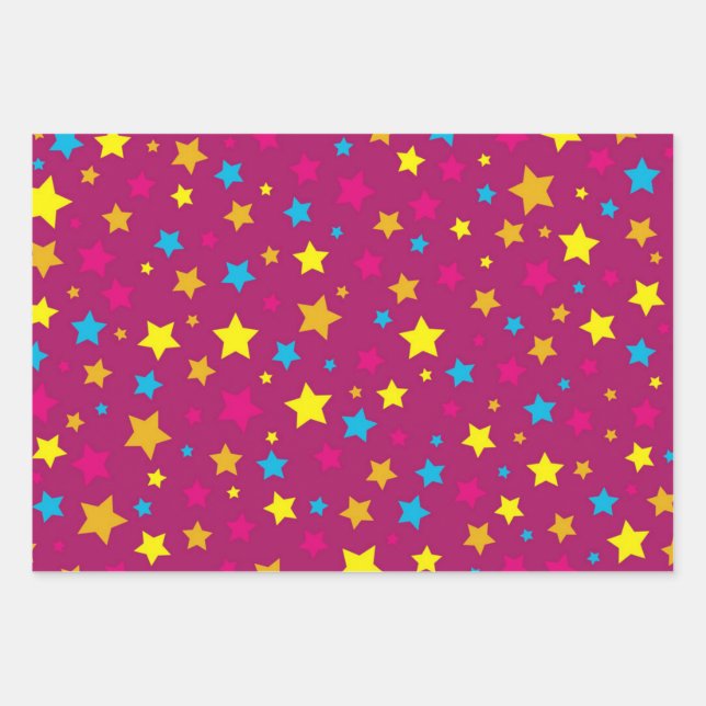 Stars pattern wrapping paper sheet (Front)